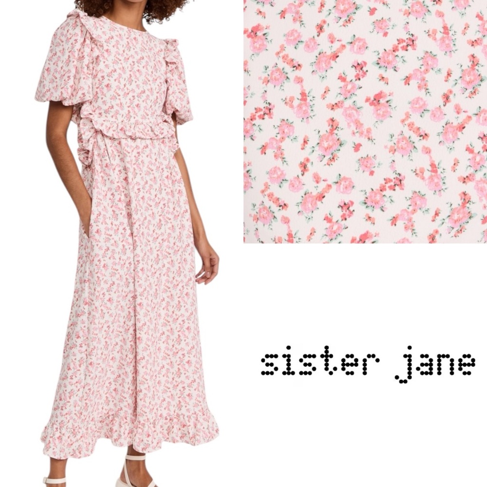 Sister Jane Floral Puff Sleeve Midi Dress Sz S